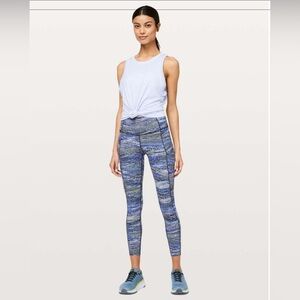 Lululemon Fast and Free Tight II 24" *Non-Reflective Nulux Blue Multi Size 6
